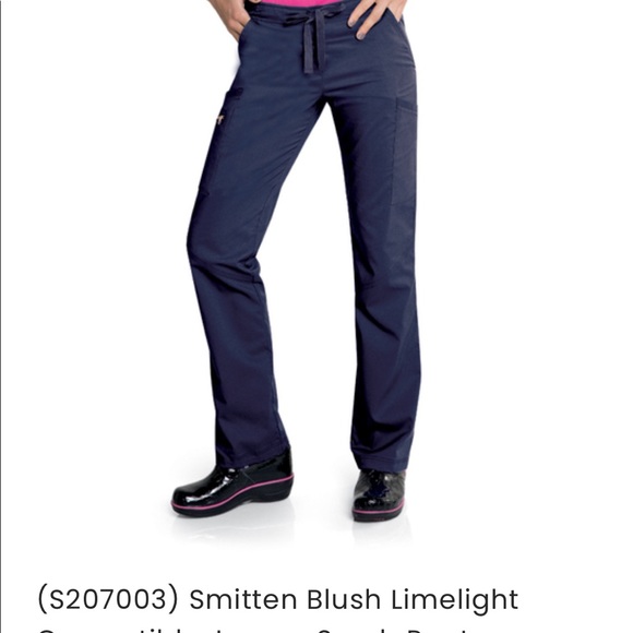 Smitten Cargo Limelight scrub pants with rose gold zipper accents RARE NWOT Navy - Picture 2 of 2